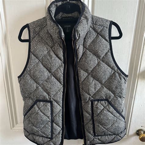 Jcrew Quilted Excursion Puffer Down Vest In Herringbo Gem