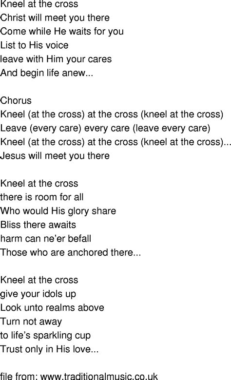 Old Time Song Lyrics Kneel At The Cross