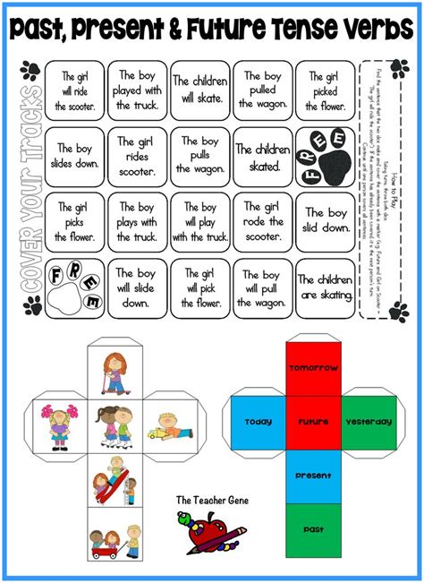 Past Present And Future Tense Verbs Regular Irregular Dice Games