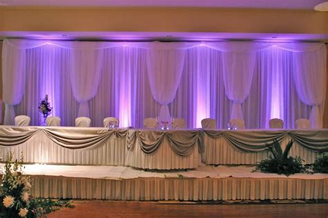 Lavender And Grey Wedding Backdrop Purple Led Uplighting White Voile