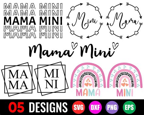 Mama And Mini Svg Bundle Mommy And Me Svg Matching Shirt Etsy Diy