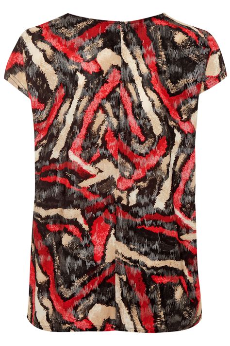 Red Metallic Tiger Print Top Yours Clothing