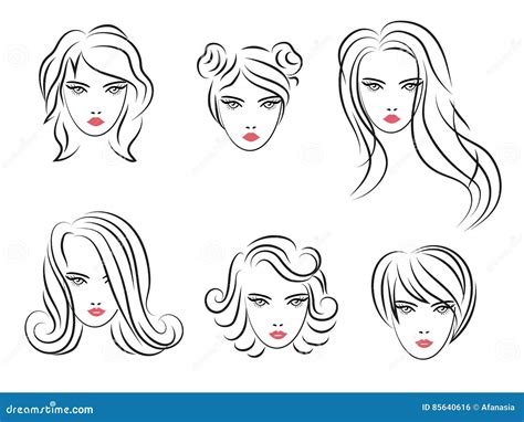 Set Of Sketch Hairstyles For Women Stock Vector Illustration Of Doodle Sketch 85640616
