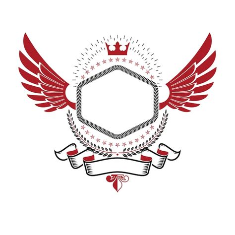 Premium Vector Graphic Winged Emblem Composed With Royal Crown