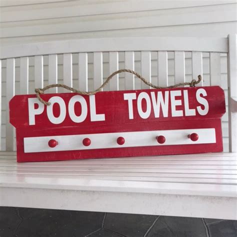 Pool Signs Swimming Pool Decor Towel Rack Personalized Dad Etsy