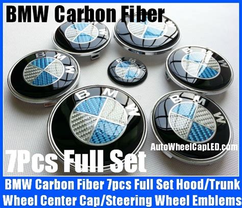 Bmw Carbon Fiber Blue White Wheel Center Caps 68mm