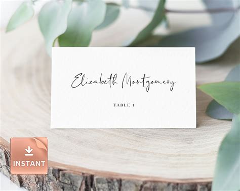 Printable Table Name Card Templates Editable Paper And Party Supplies Templates Pe