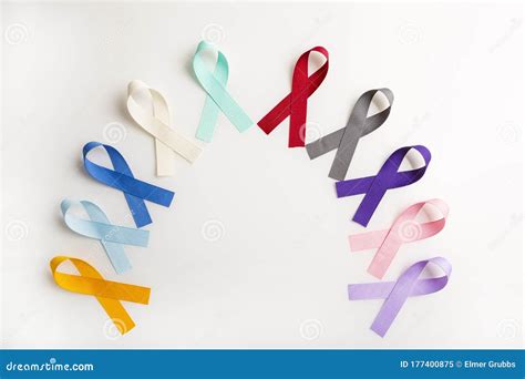 Colorful Cancer Ribbons As Health Symbols For All Types Of Cancer In A