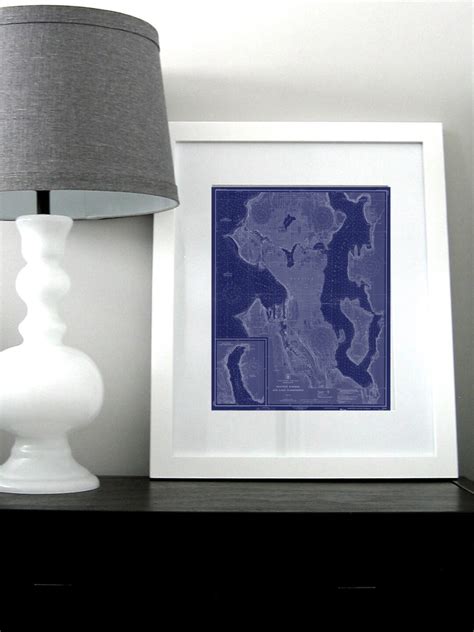Seattle And Lake Washington Nautical Chart Map 1948 Blue Etsy