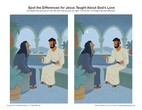 Jesus Taught About Gods Love Spot The Differences Activity