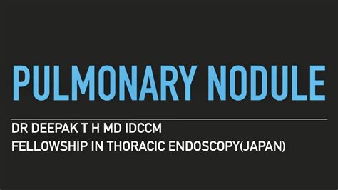 Management Of A Pulmonary Nodule Youtube