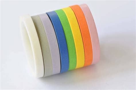 Colorful Washi Tape Set Set Of 8 Colors 5mm Wide X 5m Long Etsy
