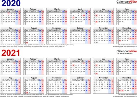 Download free printable 2021 calendar templates that you can easily edit and print using excel. Two year calendars for 2020 & 2021 (UK) for PDF