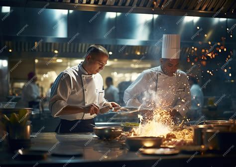 Premium AI Image | Culinary Masters Chefs Creating Culinary Magic in a