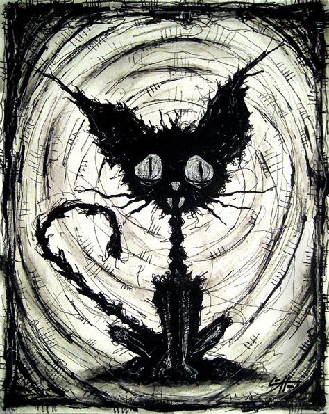 Print 8x10 Black Cat 2 Halloween Cats Stray Spooky Alley Dark Art