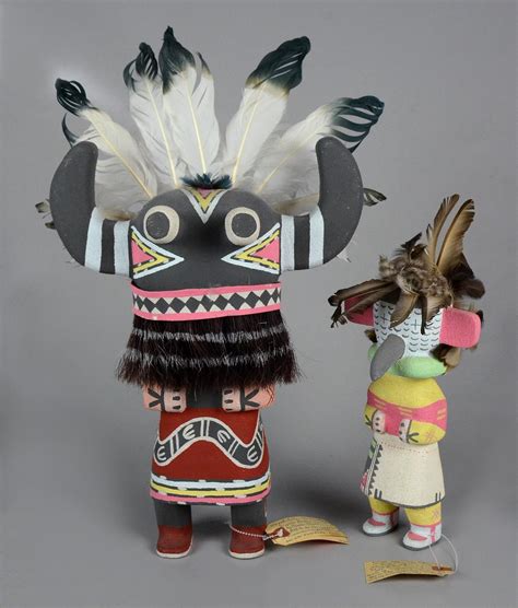 3 Hopi Native American Polyestewa Kachina Dolls Wuyak Kuita