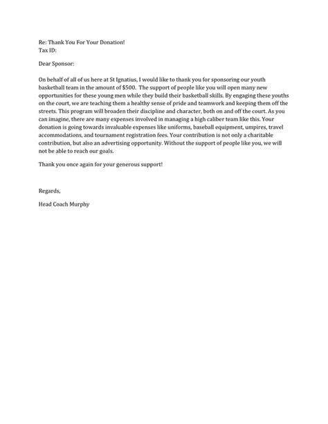 Example Thank You Letter For Donation In Word And Pdf Formats