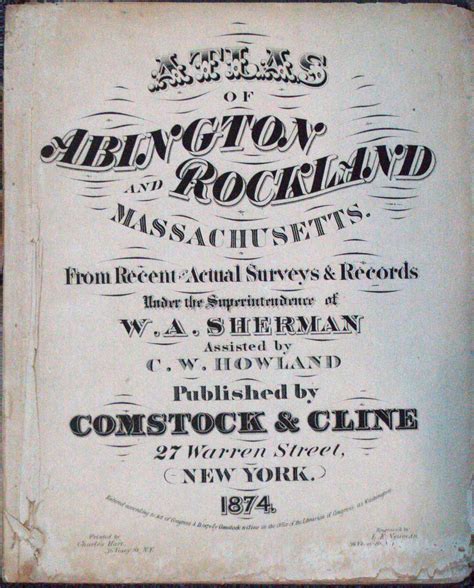 Atlas Of Abington And Rockland Massachusetts High Ridge Books Inc