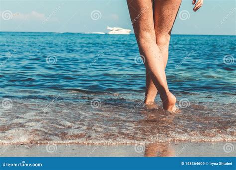 Women S Beautiful Legs On The Beach Stock Image Image Of Beach