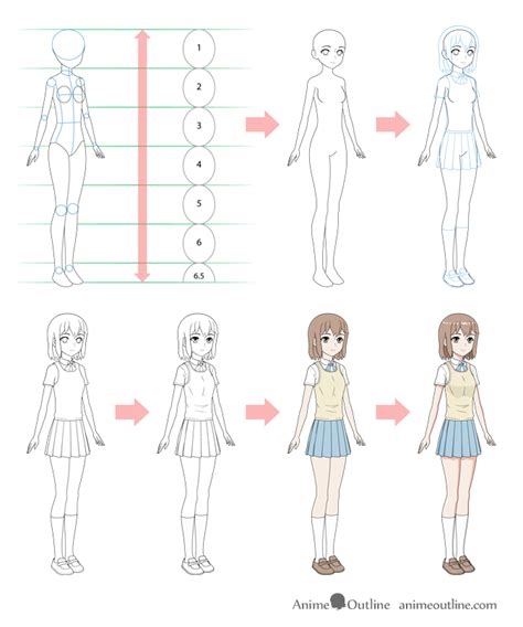 How To Draw An Anime School Girl In 6 Steps Anime School Girl Step