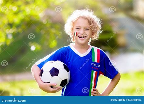 Italy Football Fan Italian Kids Play Soccer Stock Photo Image Of