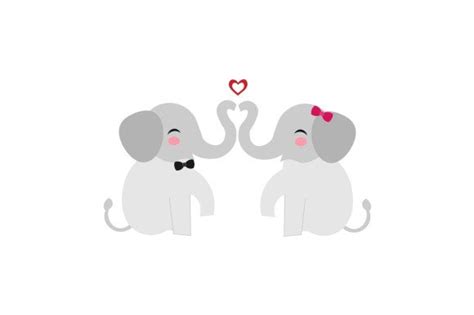 Two Elephants In Love Svg Cut File By Creative Fabrica Crafts
