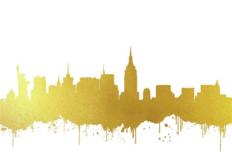 New York Skyline Gold Ii Digital Art By Erzebet S Pixels