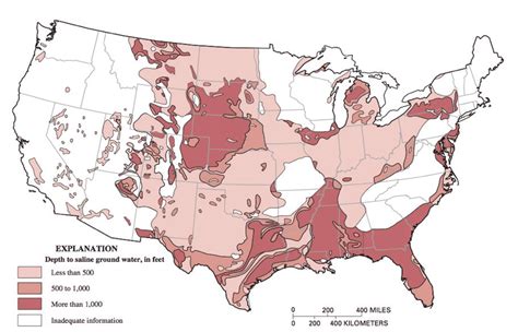 Depth To Saline Groundwater In The United States Generalized From Feth