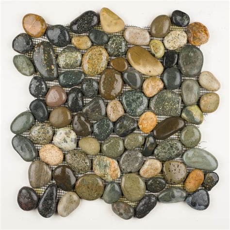 Olive Mix Pebble Tile Pebbles Series Natural Stone Mosaics