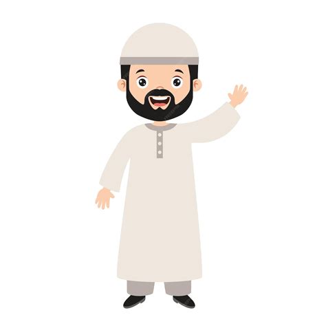 Dessin Animé Dessin De A Musulman Homme Vecteur Premium