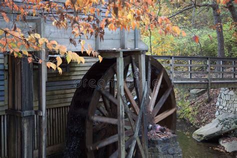 Grist Mill With Water Wheel Stock Image Image Of Natural Reflection