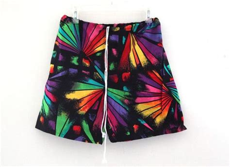 Vintage 80s Shorts Jams Surf Summer Rainbow Pattern Etsy 80s Shorts