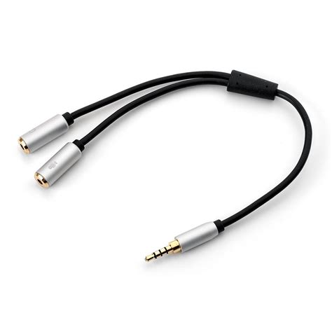 Headphone Mic Splitter Cable 35mm 2 Female To Male 2x3 Pin To 4 Pin