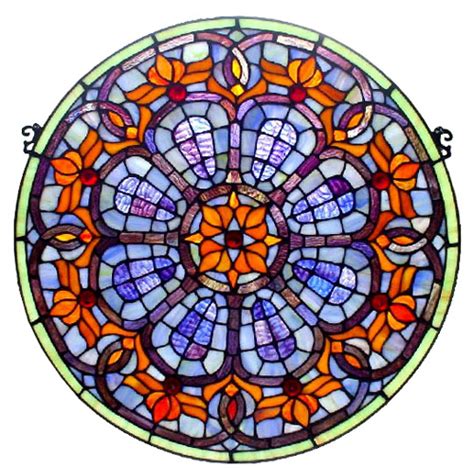 Colorful 21″ Round Tiffany Style Stained Glass Window Panel Fairhaven