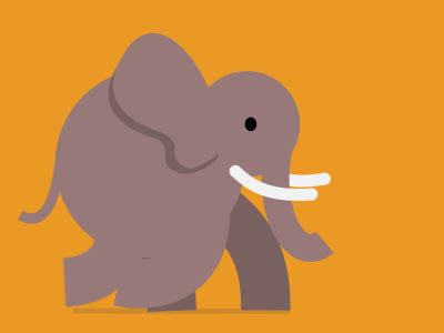 an elephant with tusks standing in the middle of it's body and trunk