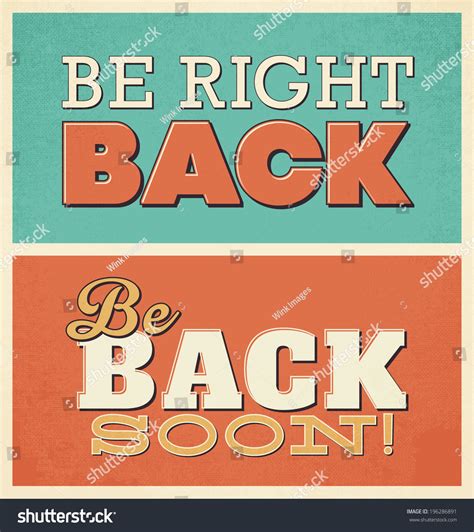 Be Right Back Be Back Soon Stock Vector 196286891 Shutterstock