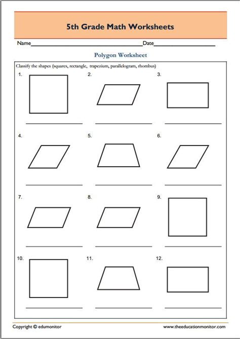 Geometry Printable Worksheets With Answers