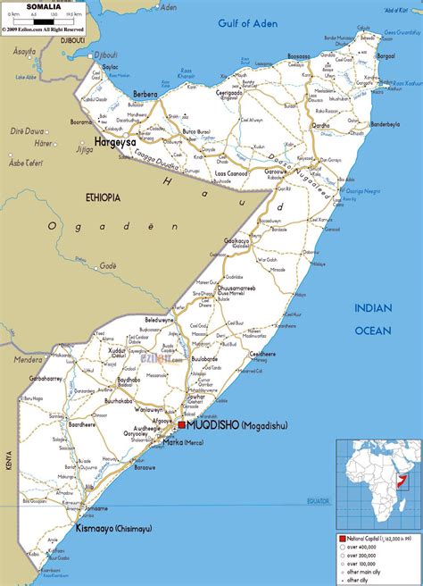 Large Road Map Of Somalia With Cities And Airports Somalia Africa