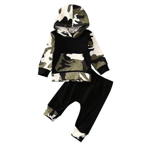 Canis Camouflage Newborn Baby Boys Toddler Hooded Tops Long Pants