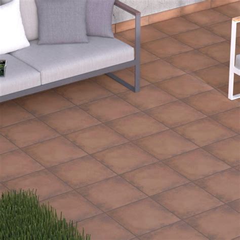 Azulejo Rustico Tipo Rojizo Para Terraza Exterior Antideslizante