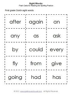 1st grade spelling lists, games & activities. First Grade Sight Words & Flash Cards
