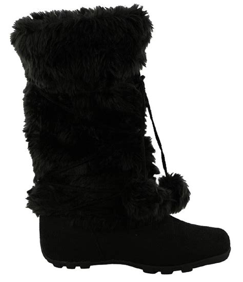 Talia Hi Women Mukluk Faux Fur Boot Mid Calf Winter Snow Black 7