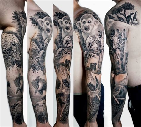 We did not find results for: Full sleeve tattoo in black and grey realism by Alo Loco, London, UK - Wild Animals Full Sleeve
