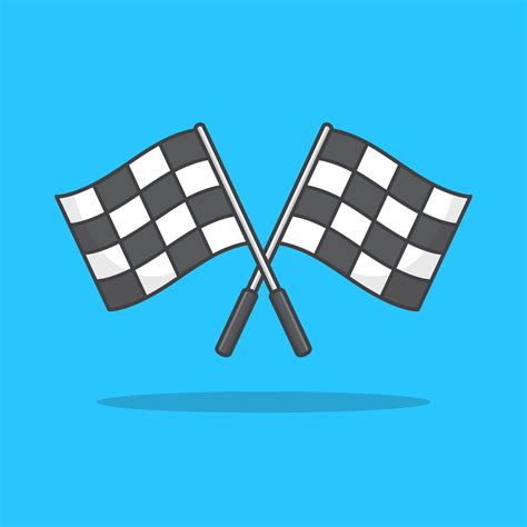 Two Crossed Checkered Race Flag Vector Icon Illustration Start And