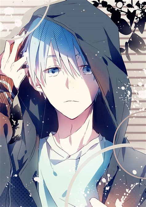 Anime Guy Hoodie White Hair Casual Blue Eyes Frost Icon Wallpaper Cute Anime