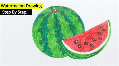 how to draw a watermelon step by step very simple watermelon drawing watermelon fruits drawing