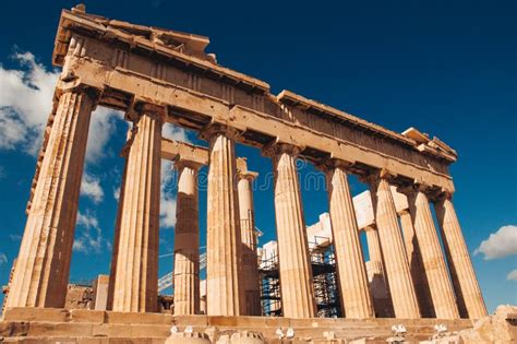 View Of Doric Columns In The Eastern Side Of The Parthenon Stock Image