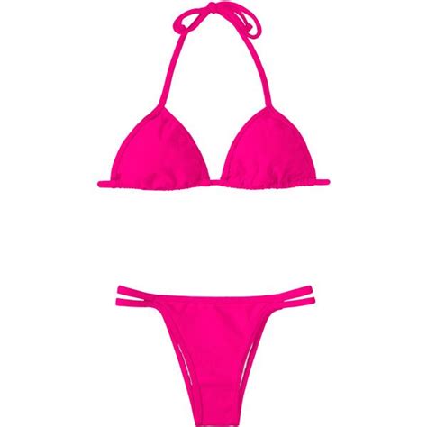 Rio De Sol Womens Swimwear Pink Double Strap Brazilian Bikini With