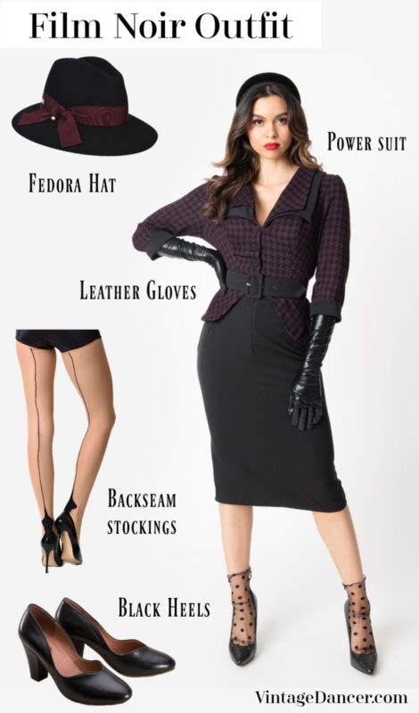 Film Noir Costume Ideas 1930s And 1940s Outfits Vintage Black Dress Detective Outfit 50s