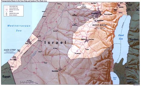 Large Detailed Transportation Routes Map Of Gaza Strip And Southern